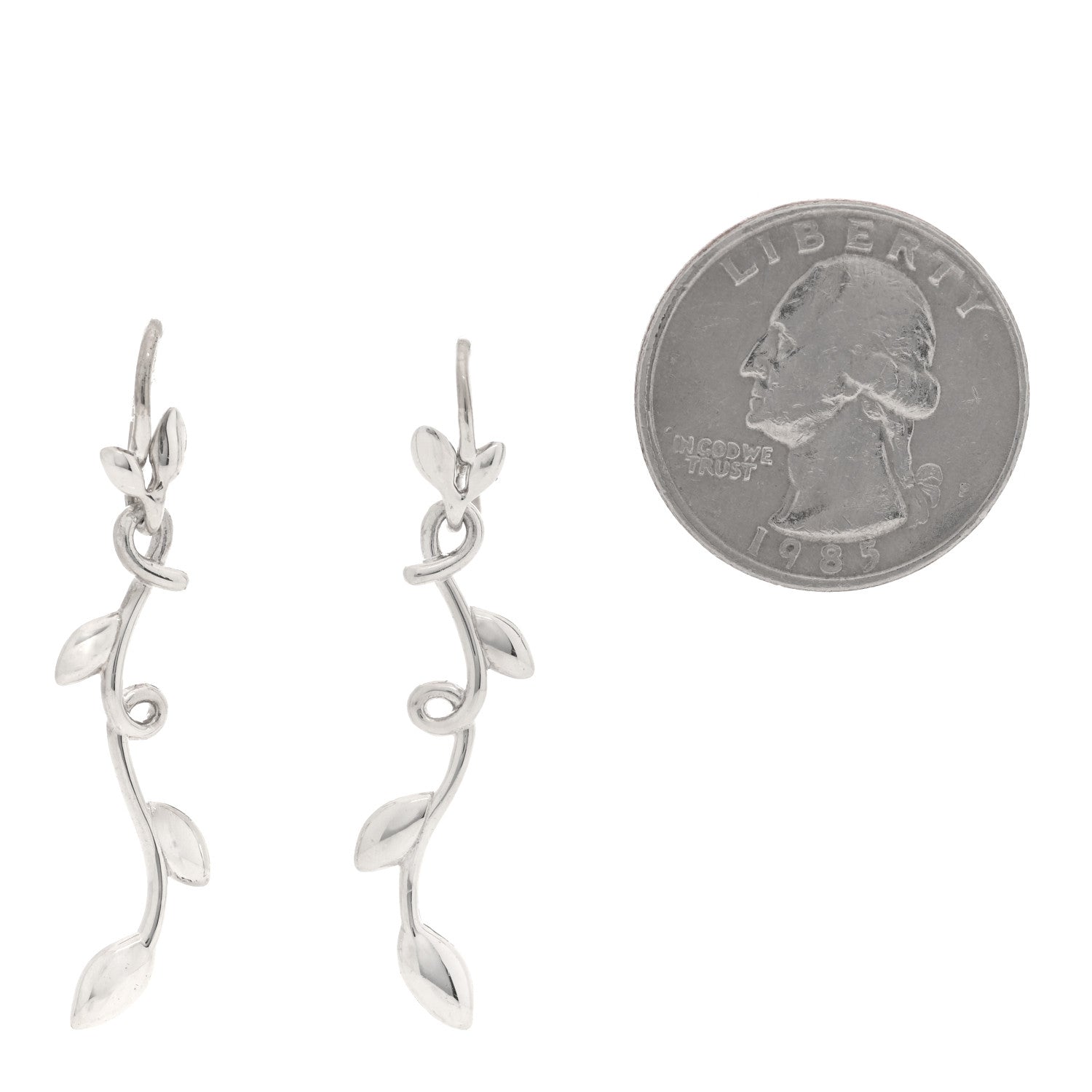 Tiffany Sterling Silver Paloma Picasso Olive Leaf Dangle Earrings 2 of 4