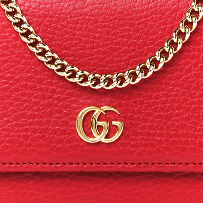 Gucci Dollar Calfskin Petite GG Marmont Wallet Chain Bag Hibiscus Red 8 of 11