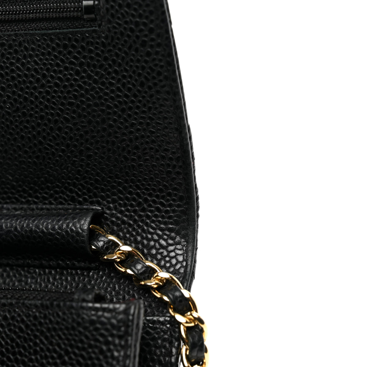 Caviar Quilted Wallet on Chain WOC Black