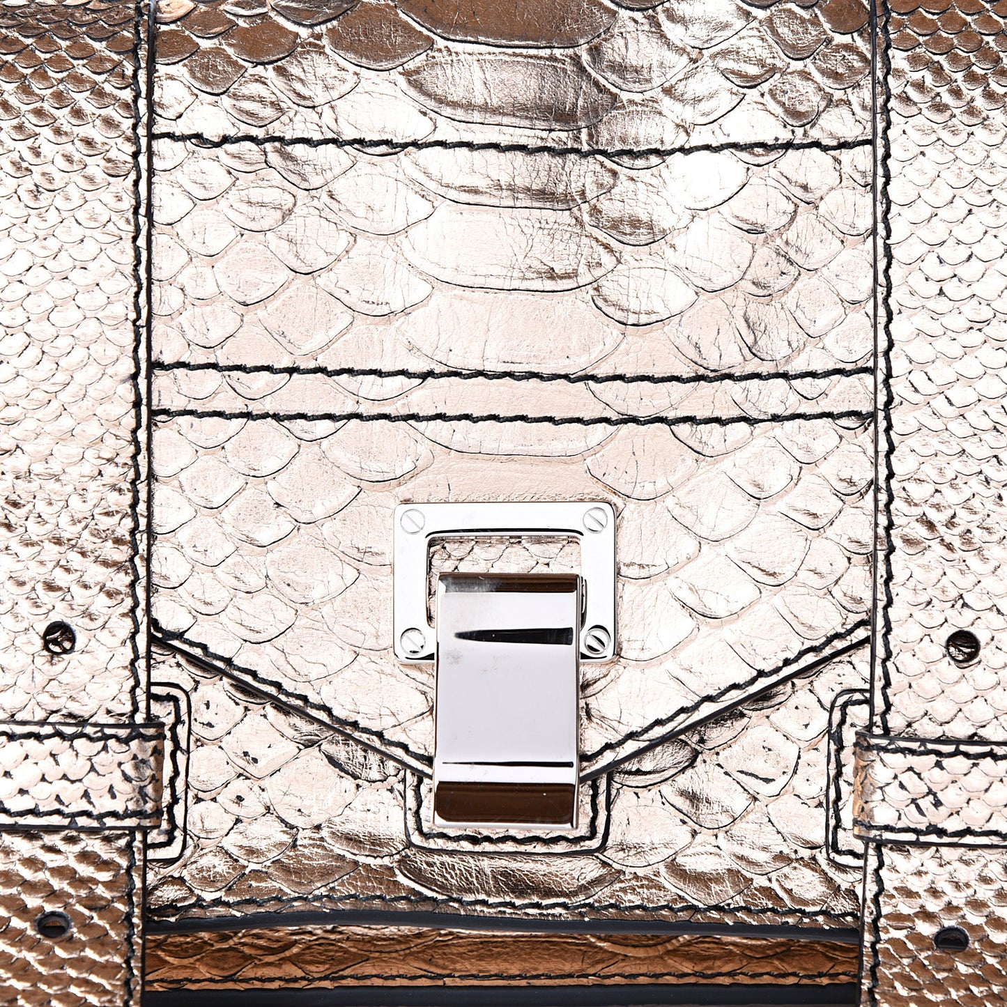 Metallic Python Calfskin Embossed Tiny PS1 Satchel Rose Gold