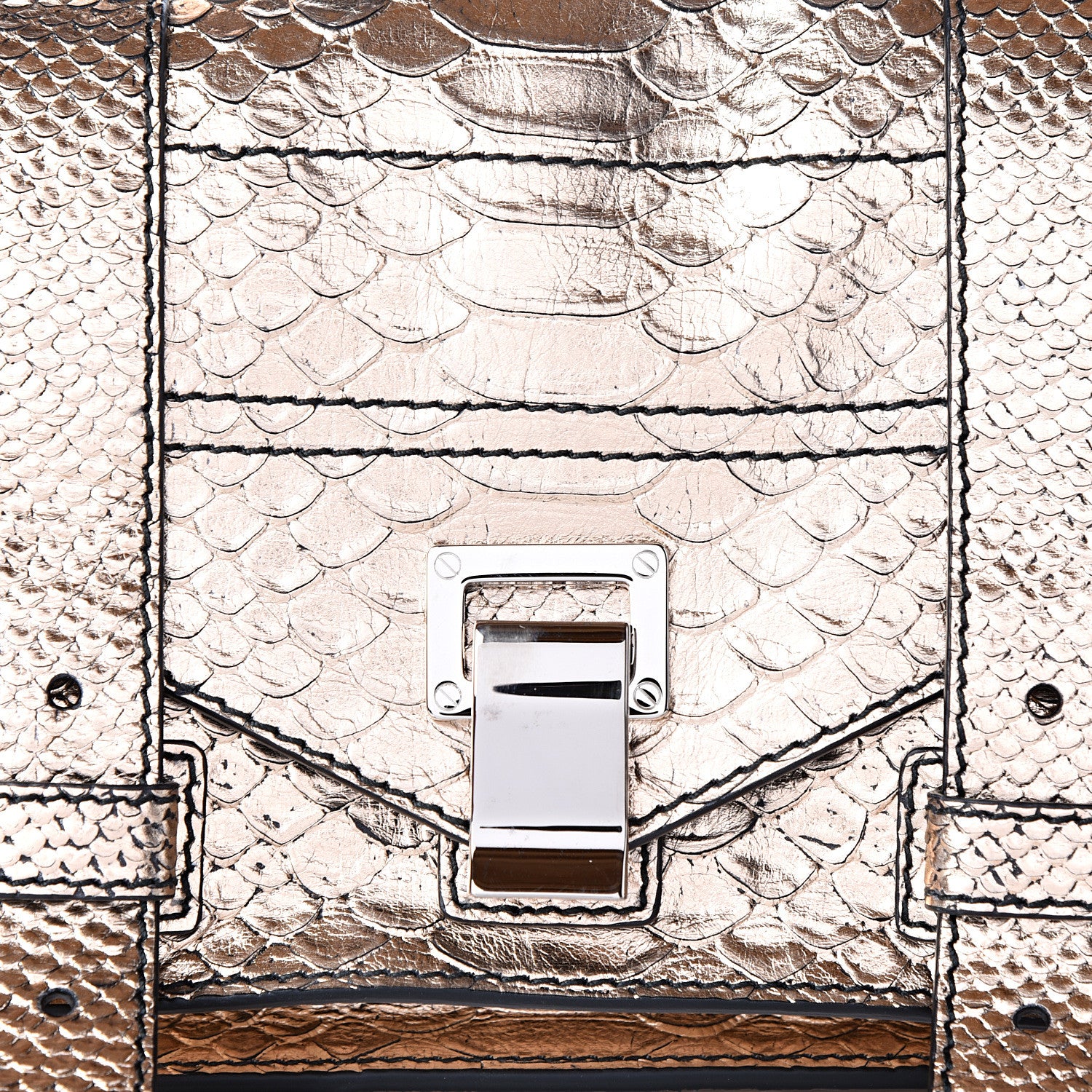 Proenza Schouler Metallic Python Calfskin Embossed Tiny PS1 Satchel Rose Gold 12 of 13
