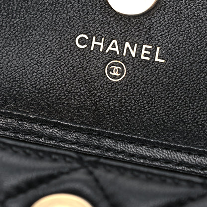 Chanel Lambskin Quilted Zirconium Clutch With Chain Black 12 of 14