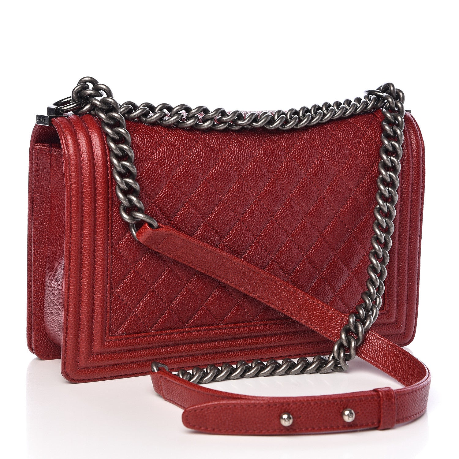 Chanel Caviar Quilted New Medium Boy Flap Dark Red 3 of 16