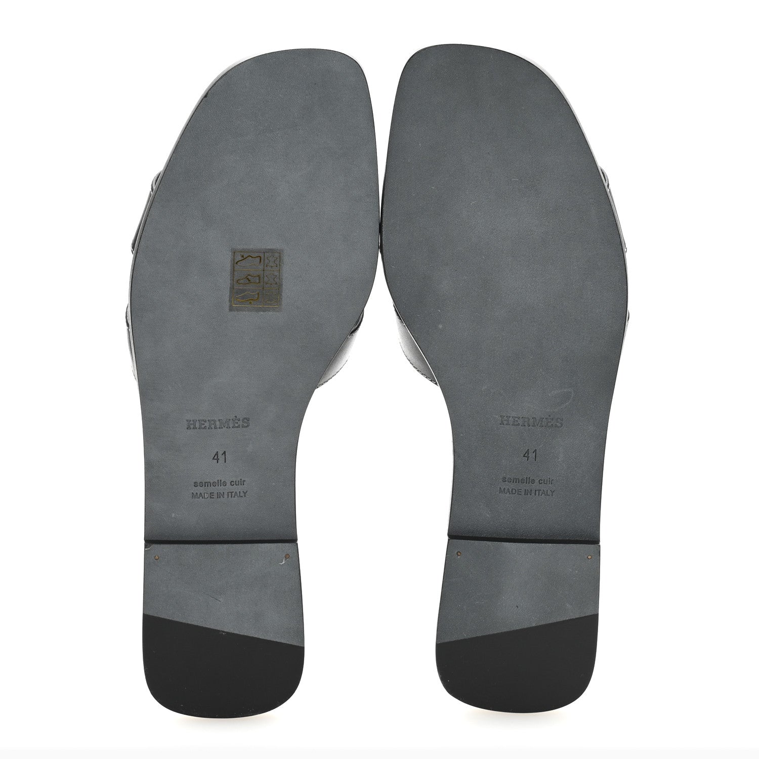 Hermes Box Calfskin Oran Sandals 41 Black 6 of 10