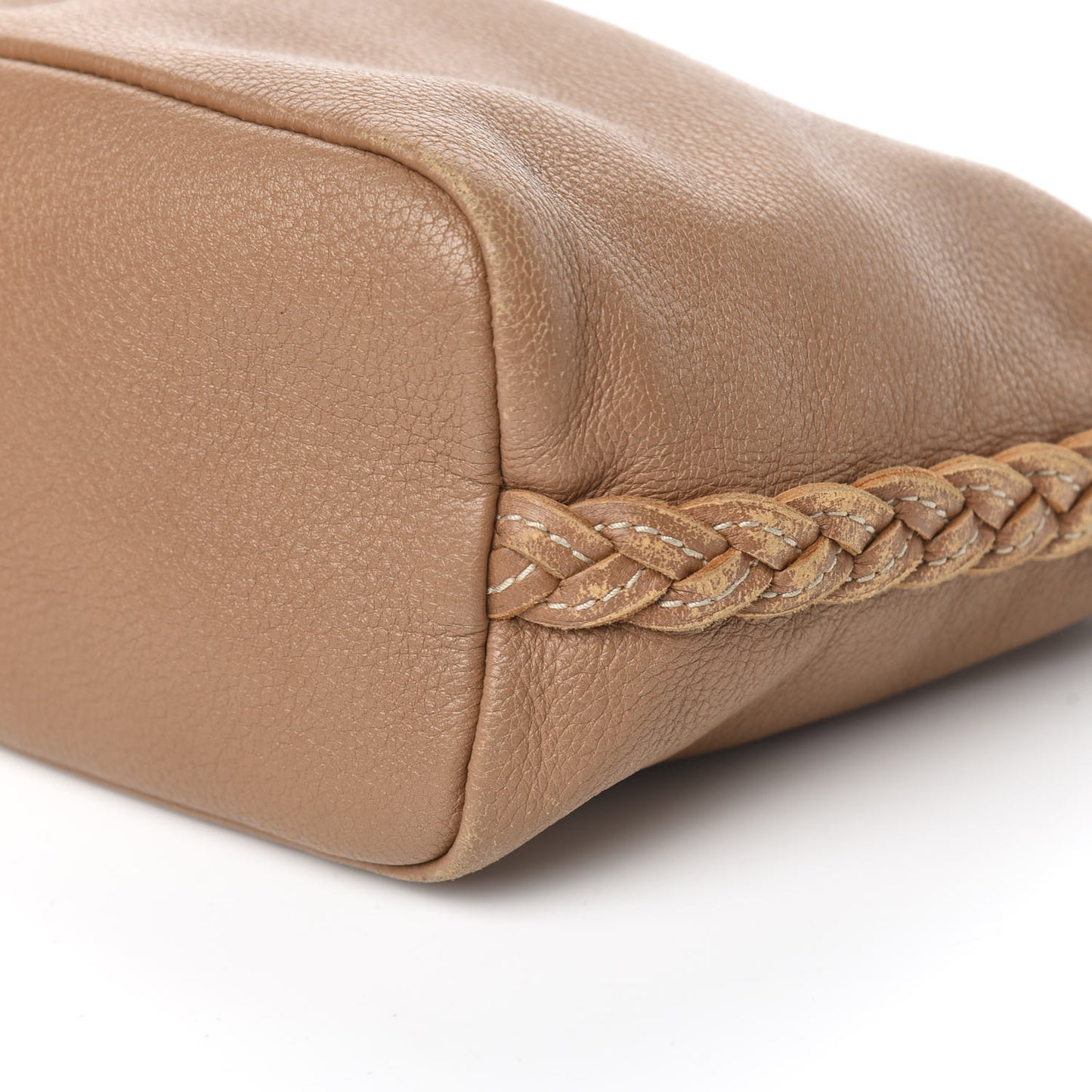 Cervo Deerskin Braided Shoulder Bag Camel