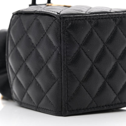 Chanel Calfskin Quilted Mini Drawstring Bucket Bag Black 9 of 10