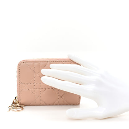 Christian Dior Lambskin Cannage Small Lady Dior Voyageur Coin Purse Rose Des Vents 2 of 8
