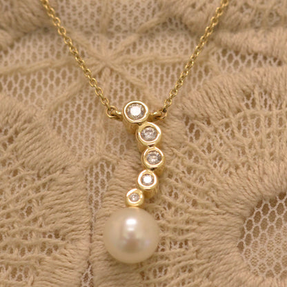Mikimoto Blue Lagoon 14k Pearl Graduated Diamond Necklace 3 of 6