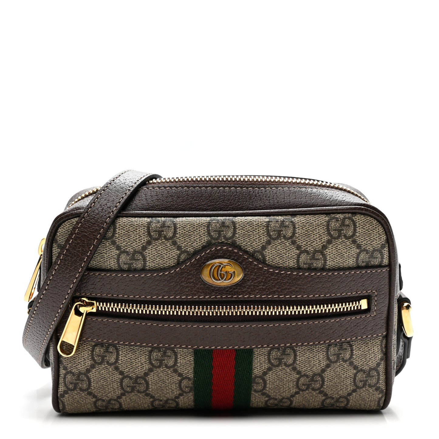GG Supreme Monogram Web Mini Ophidia Shoulder Bag Brown
