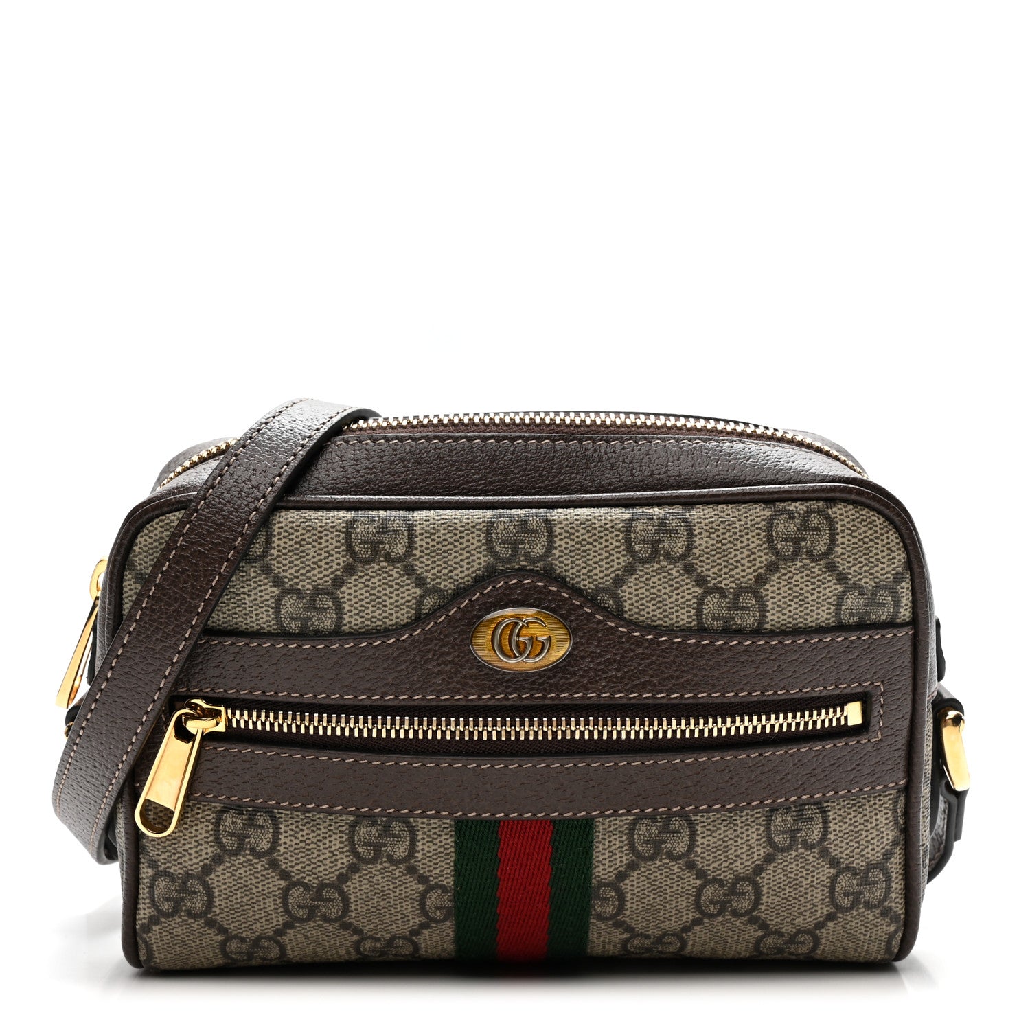 Gucci GG Supreme Monogram Web Mini Ophidia Shoulder Bag Brown 1 of 10