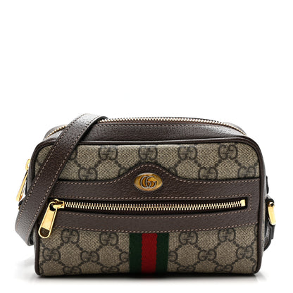 Gucci GG Supreme Monogram Web Mini Ophidia Shoulder Bag Brown 1 of 10
