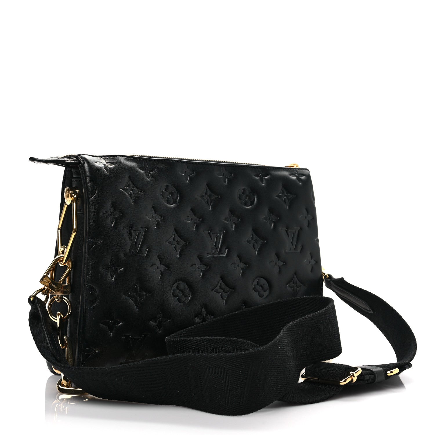 Louis Vuitton Lambskin Embossed Monogram Coussin PM Black 3 of 7