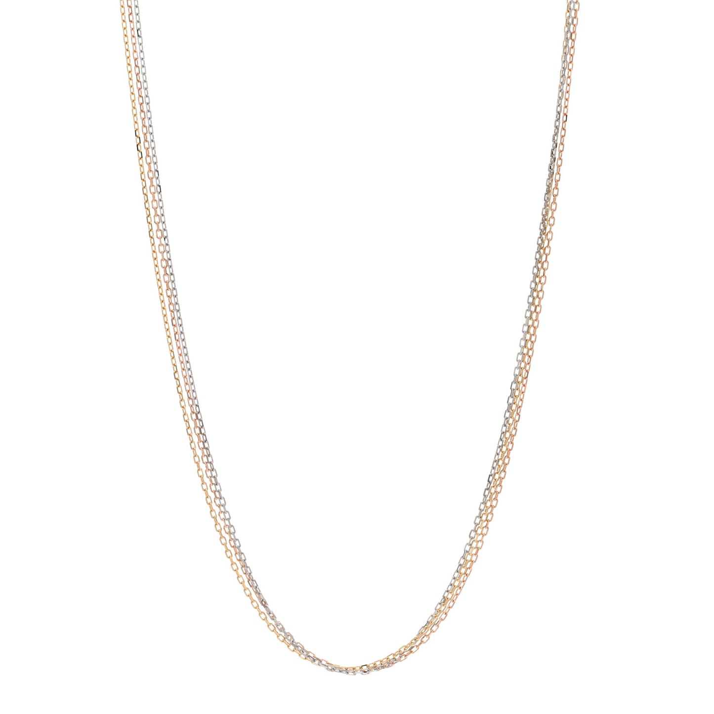 18K Pink Yellow White Gold Three Chain Necklace