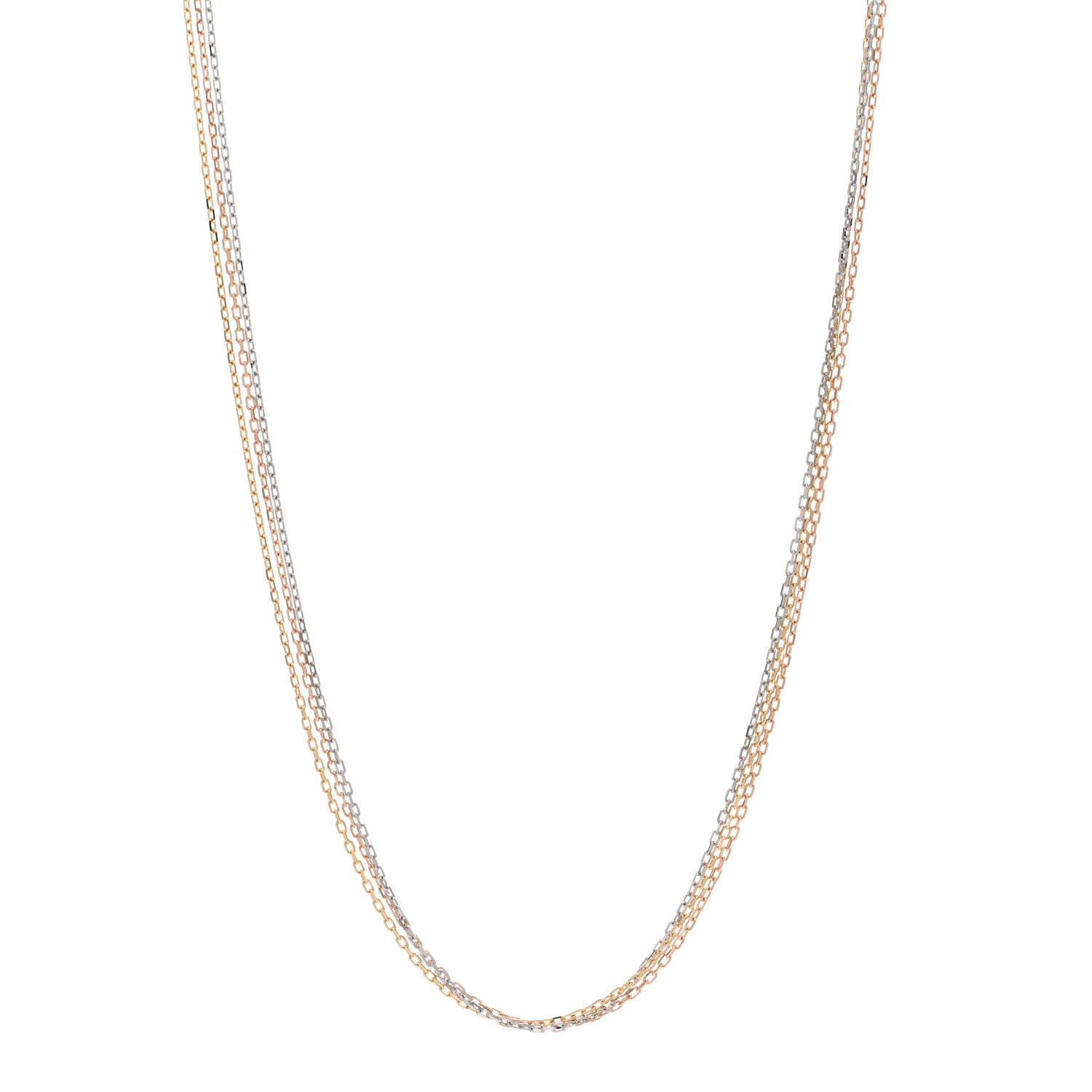 Cartier 18K Pink Yellow White Gold Three Chain Necklace 1 of 4