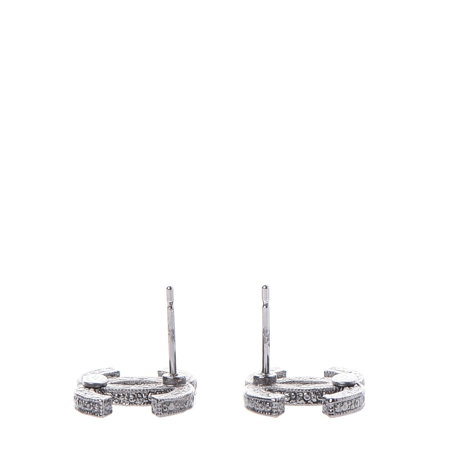 Chanel Crystal Star CC Earrings Silver Grey 4 of 6