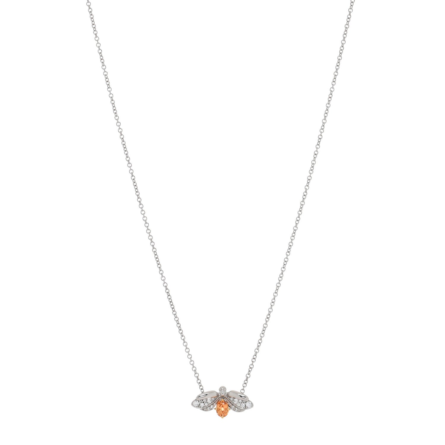 Tiffany Platinum 18K Yellow Gold Diamond Spessartine Paper Flowers Firefly Pendant Necklace 1 of 5
