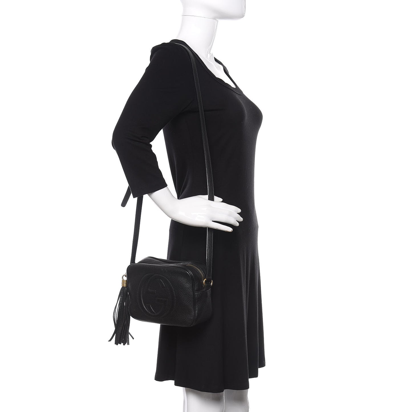 Pebbled Calfskin Small Soho Disco Bag Black