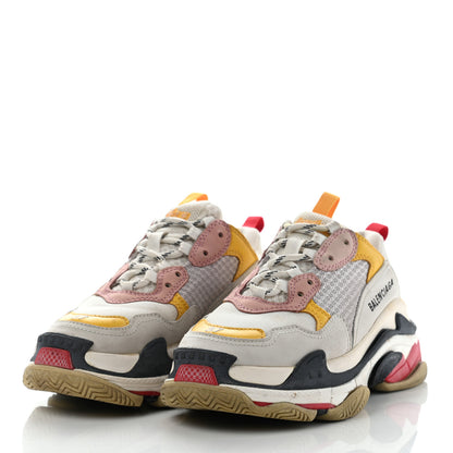 Balenciaga Mesh Nubuck Womens Triple S Sneakers 37 White Gris Jaune Rose 3 of 21