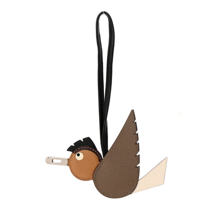 Hermes Epsom Swift Chevre Mysore Birdy Bag Charm Etoupe Nata Biscuit Rouge Sellier Black 1 of 5