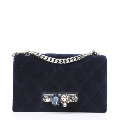 Alexander McQueen Velvet Quilted Knuckle Duster Shoulder Bag Oltremare Night Blue 2 of 10