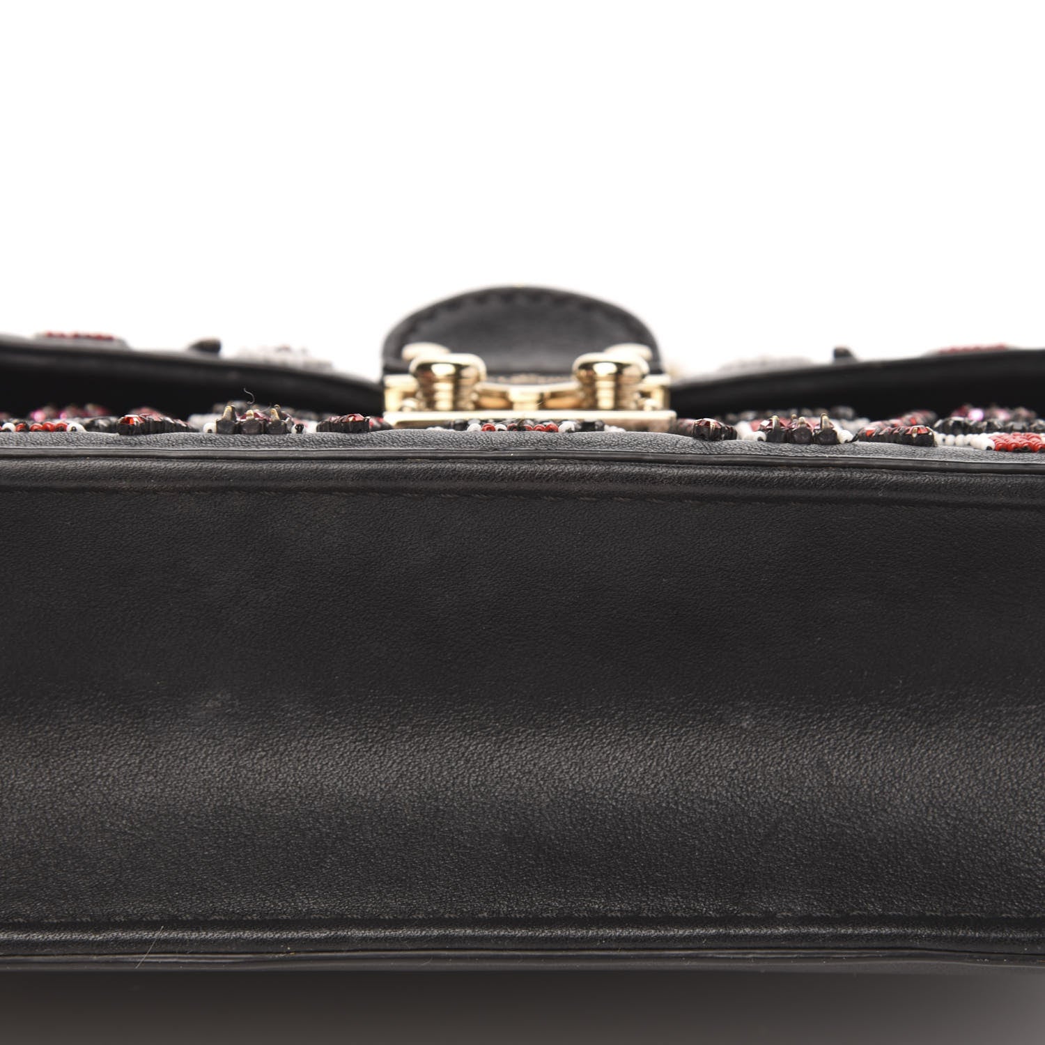 Valentino Garavani Vitello Crystal Lipstick Embellished Small Glam Lock Rockstud Flap Black 9 of 14