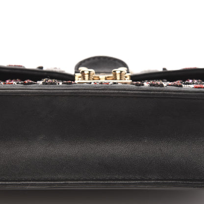 Valentino Garavani Vitello Crystal Lipstick Embellished Small Glam Lock Rockstud Flap Black 9 of 14