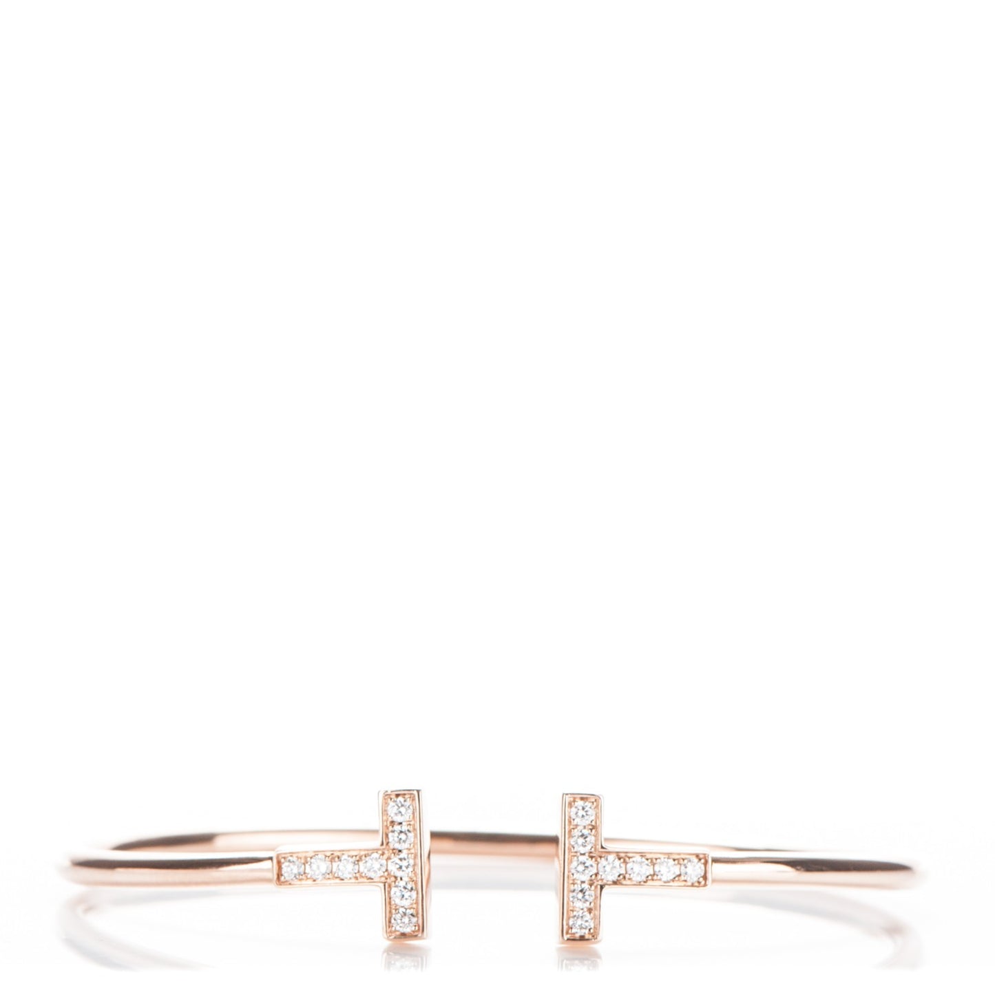 18K Rose Gold Diamond T Wire Bracelet