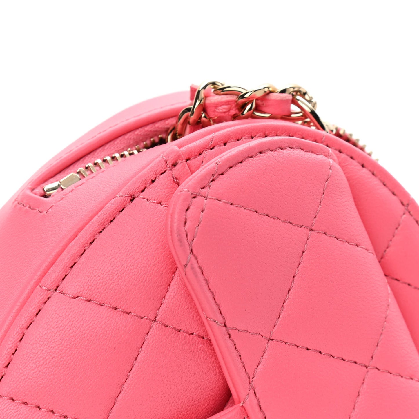 Lambskin Quilted CC In Love Heart Clutch With Chain Pink