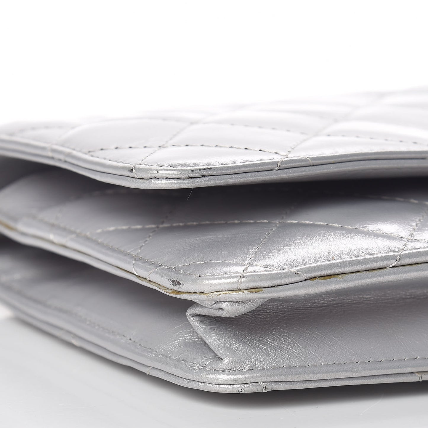 Metallic Aged Calfskin Reissue Wallet On Chain WOC Silver