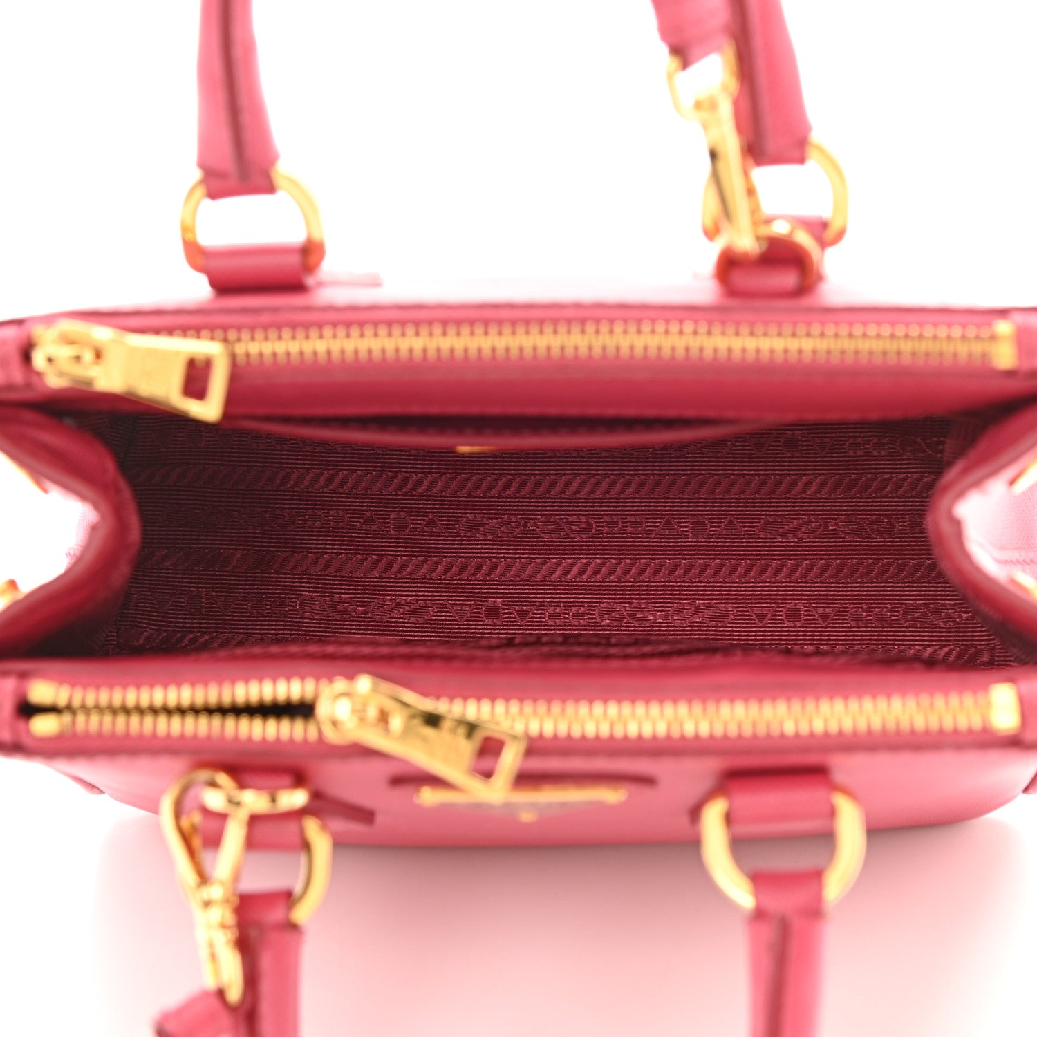 Prada Saffiano Lux Micro Galleria Double Zip Tote Peonia 5 of 11