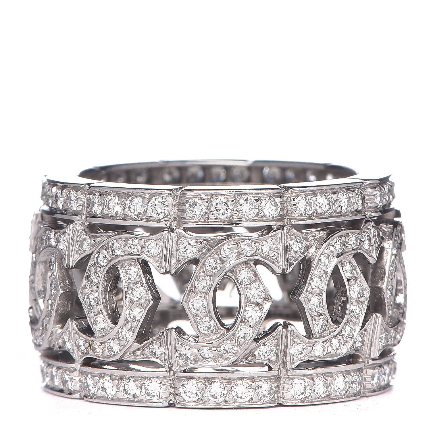 Cartier 18K White Gold Diamond Entrelaces Ring 53 6.25 3 of 6