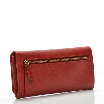Prada Saffiano Metal Continental Flap Wallet Fuoco 3 of 6