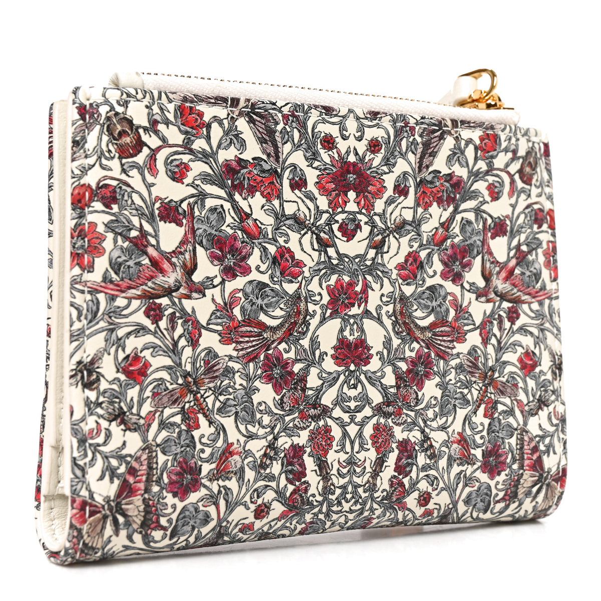 Christian Dior Calfskin Butterfly Printed Caro Medium Wallet White Multicolor 3 of 6