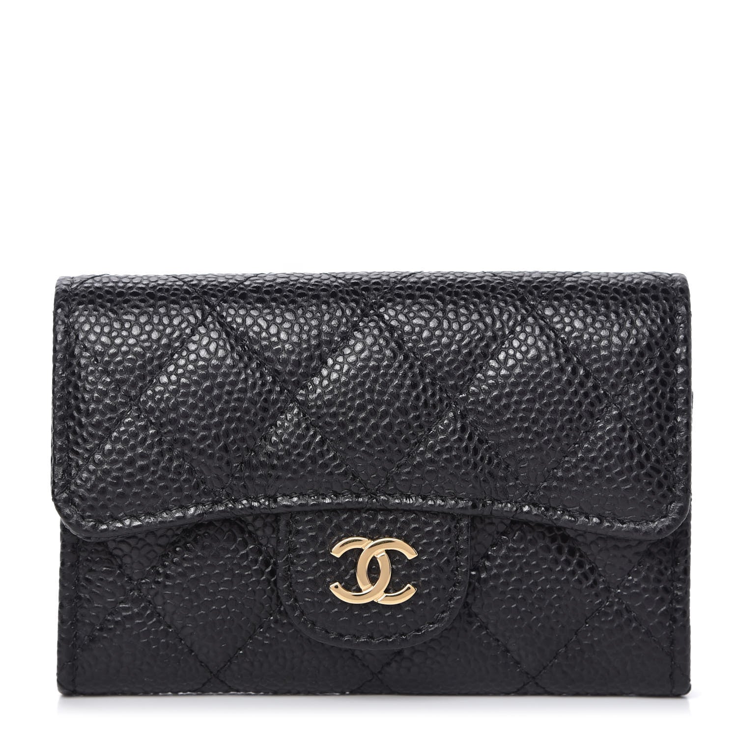 Chanel Caviar Quilted Flap Card Holder Wallet Black 1 of 9