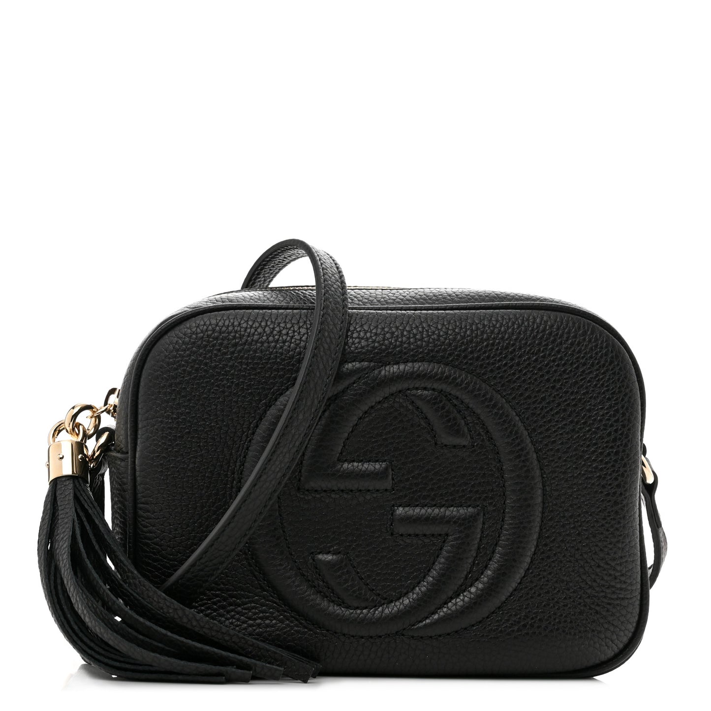 Pebbled Calfskin Small Soho Disco Bag Black