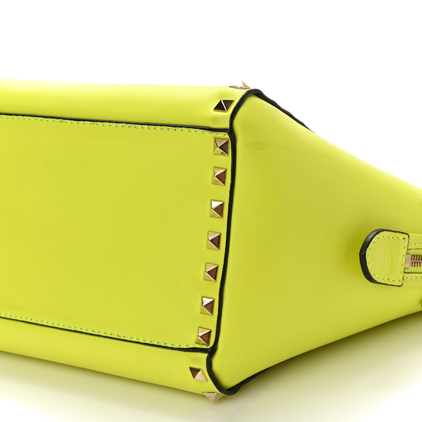 Vitello Small Rockstud Double Handle Tote Yellow Fluo