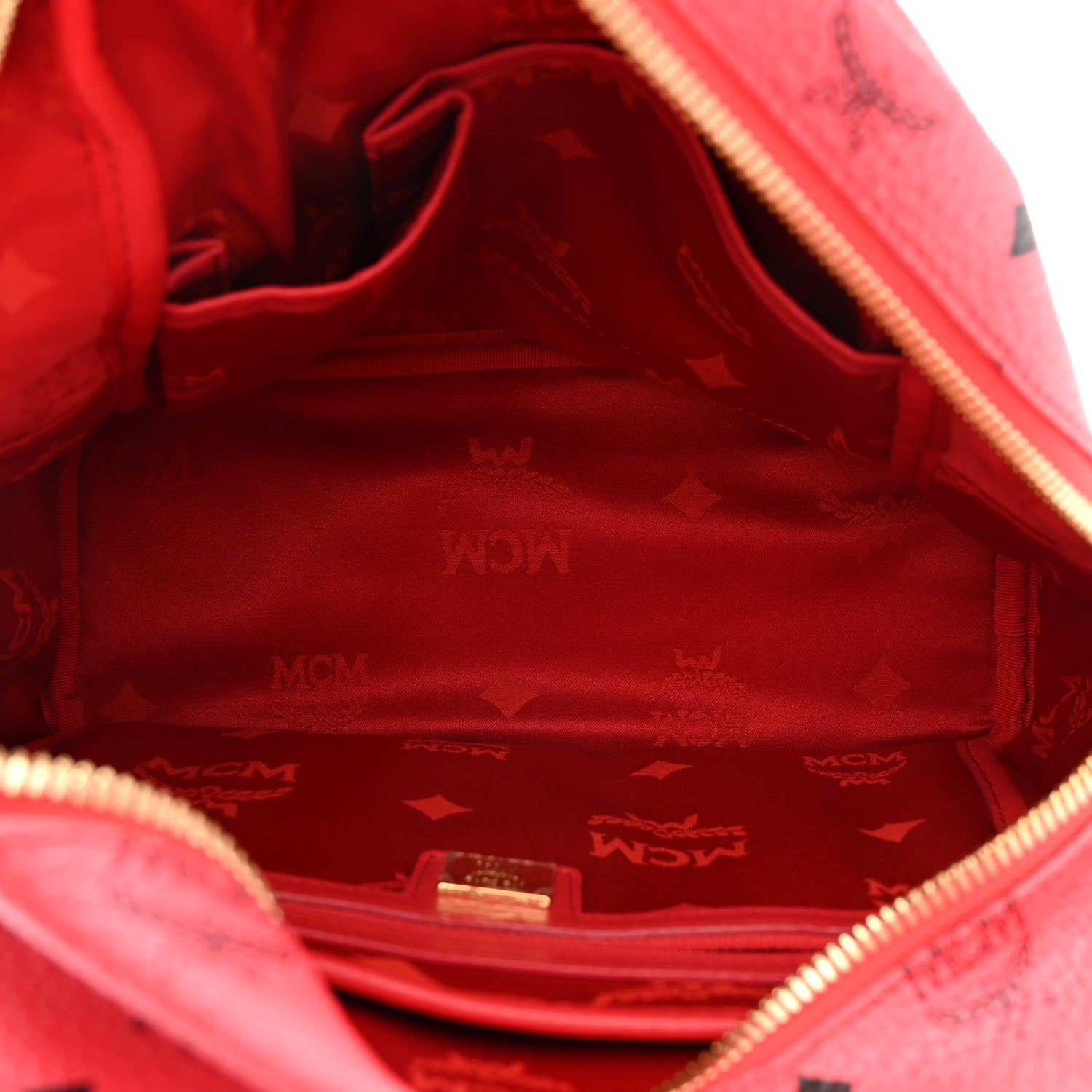 MCM Visetos Studded Small Stark Backpack Red 5 of 9