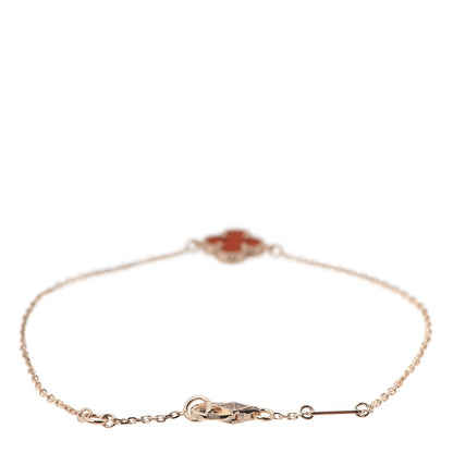 Van Cleef & Arpels 18K Rose Gold Carnelian Sweet Alhambra Bracelet 3 of 8