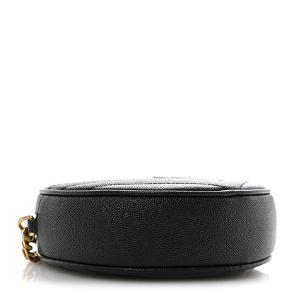 Saint Laurent Grain De Poudre Matelasse Chevron Quilted Round Vinyle Camera Bag Black 3 of 11