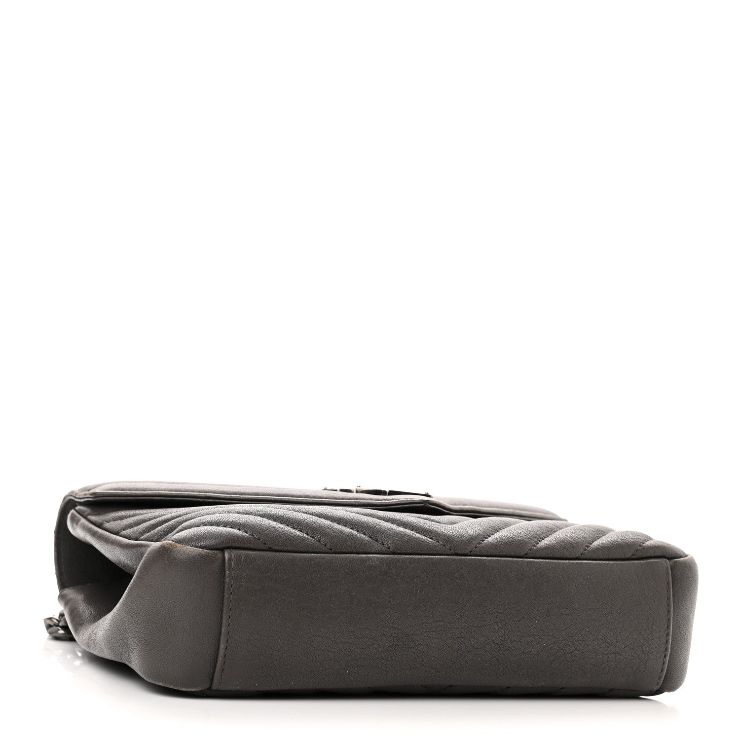 Saint Laurent Sheepskin Matelasse Chevron Monogram Medium College Bag Light Coal 4 of 20