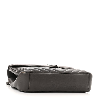 Saint Laurent Sheepskin Matelasse Chevron Monogram Medium College Bag Light Coal 4 of 20