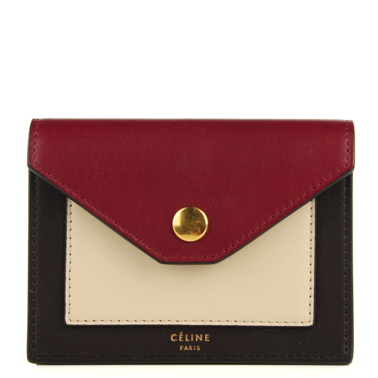 Smooth Calfskin Pocket Card Holder Dark Rust