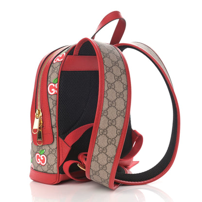 Gucci GG Supreme Monogram Apple Small Retro Interlocking G Day Backpack Beige Multicolor Lobster Red 3 of 12