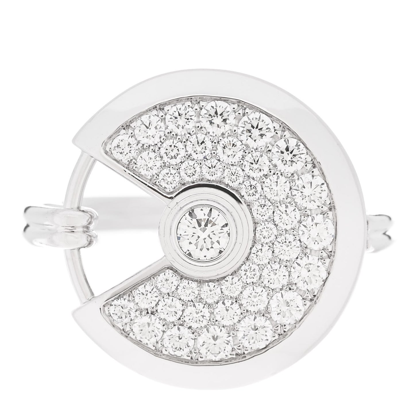 18K White Gold Diamond SM Amulette de Cartier Ring 52 6