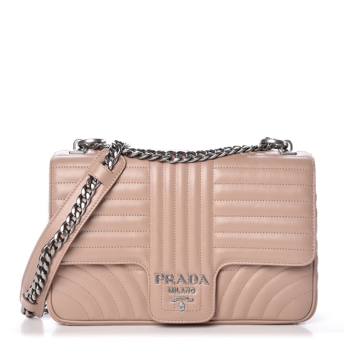 Soft Calfskin Impunture Diagramme Large Chain Flap Shoulder Bag Cipria