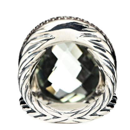 David Yurman Sterling Silver Prasiolite Diamond 18mm Signature Oval Ring 54 6.75 4 of 7