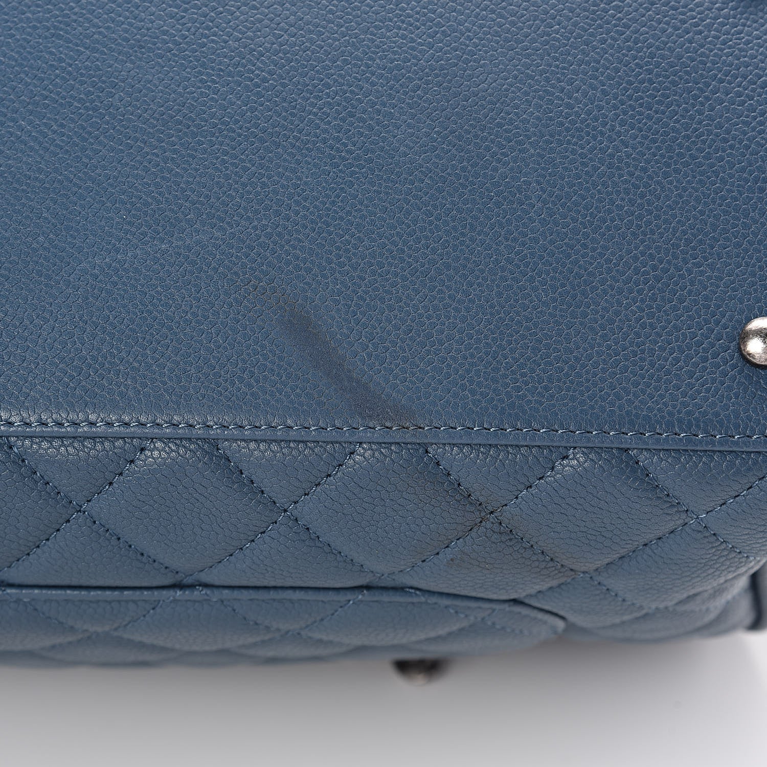 Chanel Grained Calfskin Quilted Large Casual Pocket Bowling Bag Blue 11 of 11