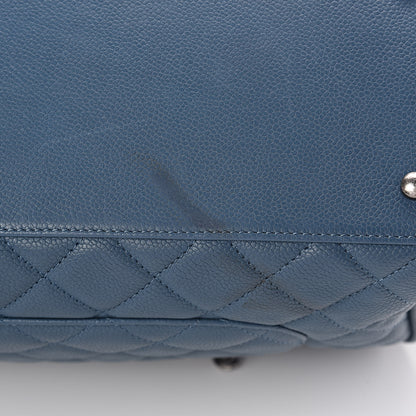 Chanel Grained Calfskin Quilted Large Casual Pocket Bowling Bag Blue 11 of 11