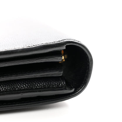 Saint Laurent SAINT LAURENT Grain De Poudre Classic Monogram Cassandre Wallet Black 8 of 8