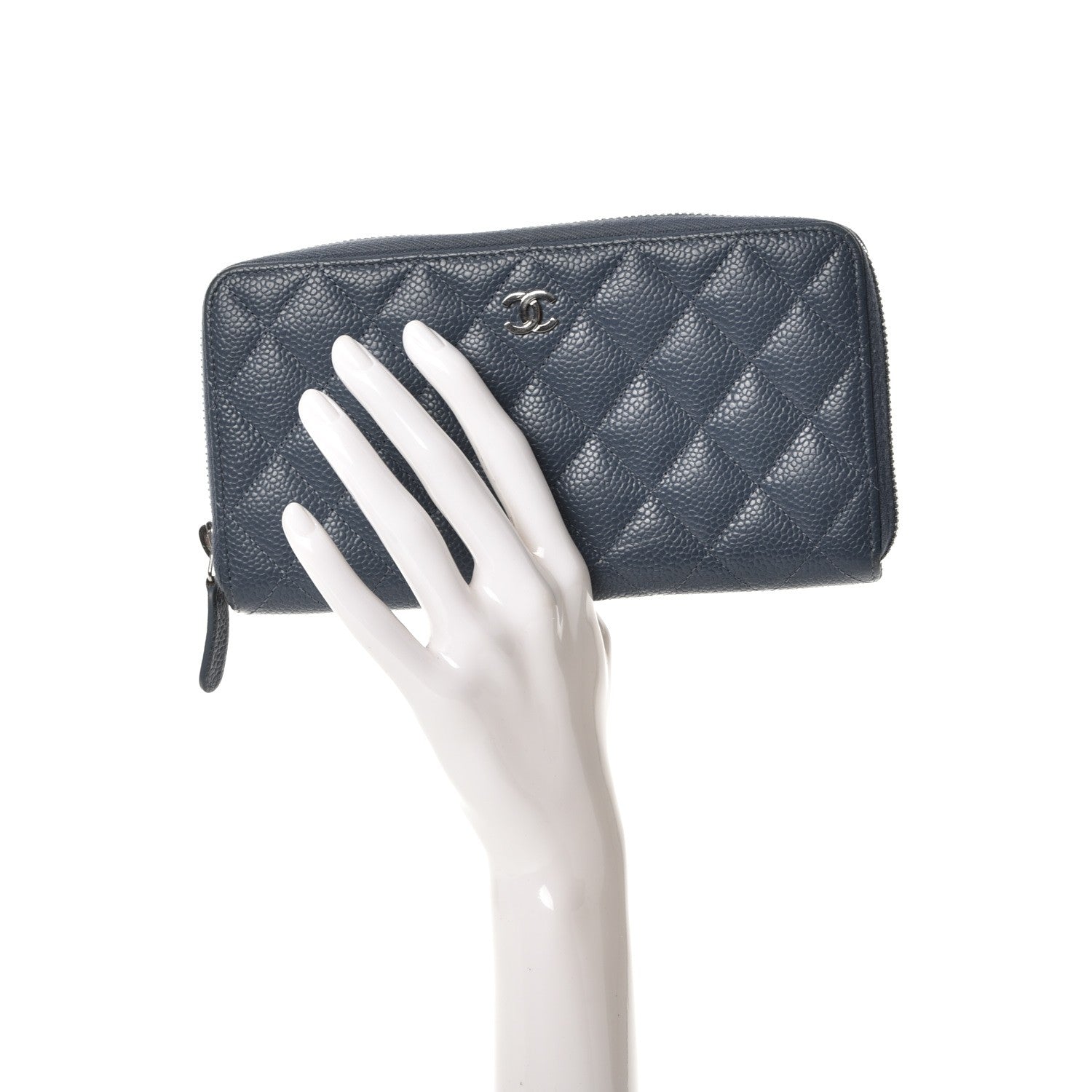 Chanel Caviar Quilted Large Gusset Zip Around Wallet Blue 2 of 10
